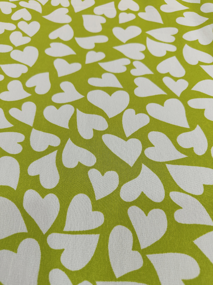 Georgette Heart Shape Digital Print Citron Colour Fabric- Rs. 169/m